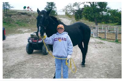 Carson Good with Jet, Carson's flag racing horse, in the Fall of 2009